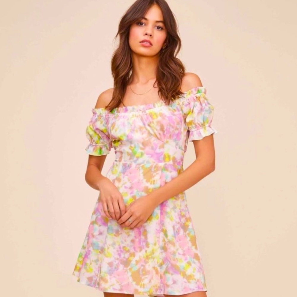 ASTR Imagine Tie Dye Of Shoulder Dress